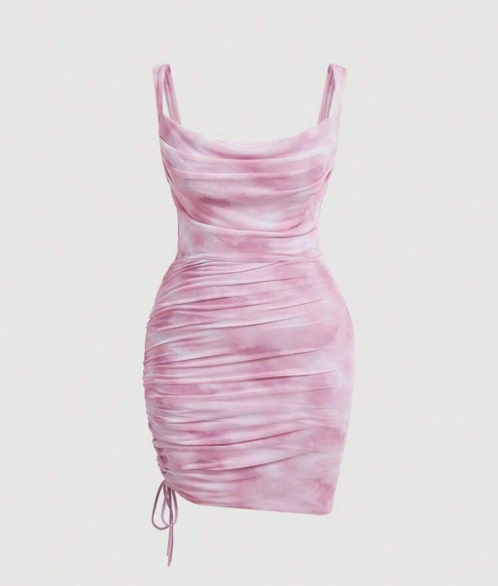 SHEIN Plus Womens 4XL Tie Dye Ruched Side Bodycon Mulitcolor Dress